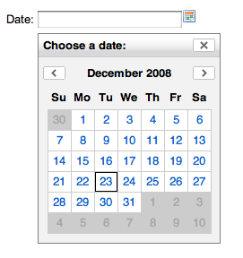 image of a date picker widget